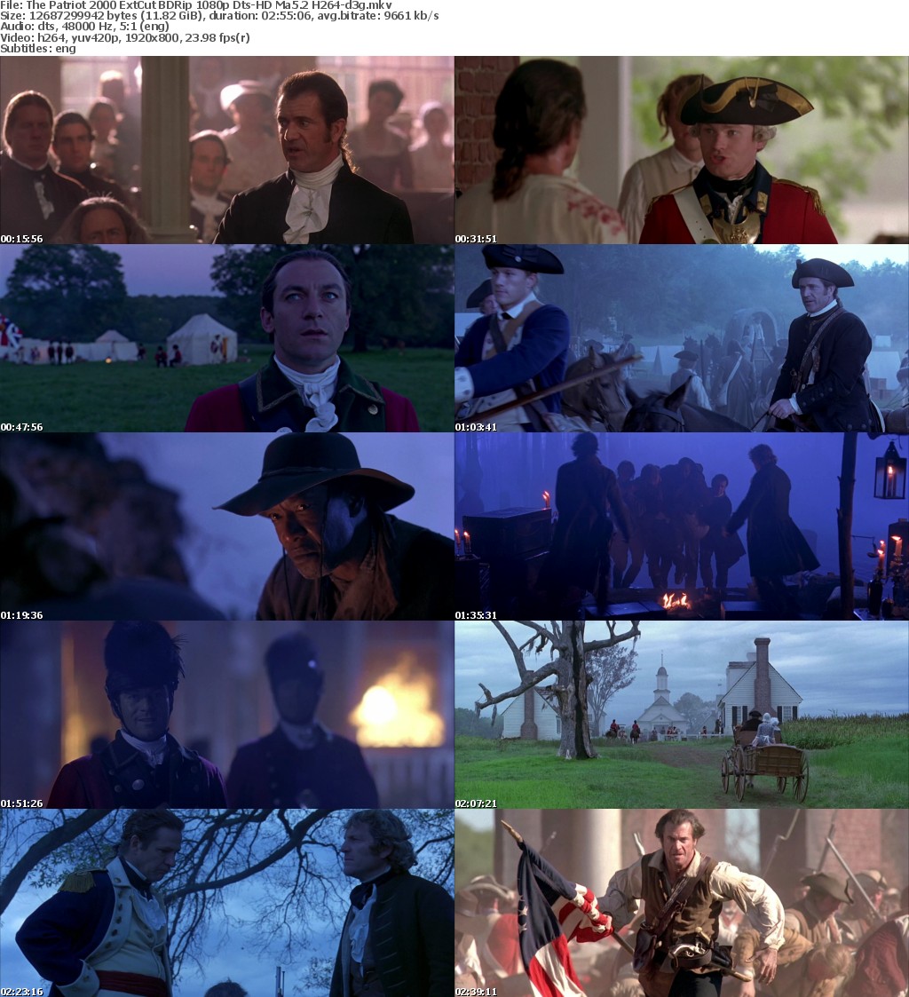The Patriot 2000 ExtCut BDRip 1080p Dts-HD Ma5 1 H264-d3g The Patriot 2000 ExtCut BDRip 1080p Dts-HD Ma5 1 H264-d3g