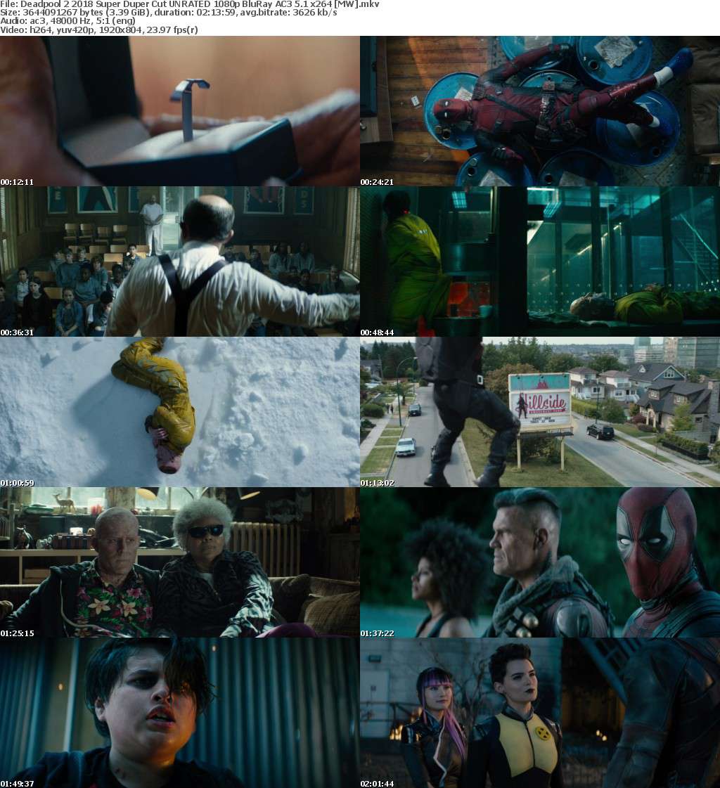 Deadpool 2 (2018) Super Duper Cut UNRATED 1080p BluRay AC3 5.1 x264 MW