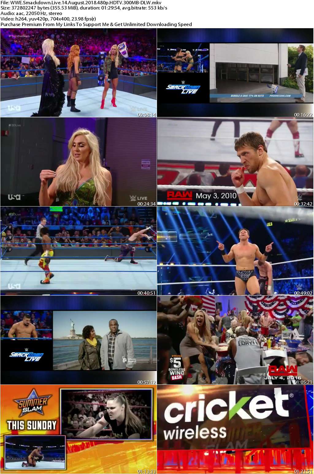 WWE Smackdown Live 14 August 2018 480p HDTV 300MB-DLW