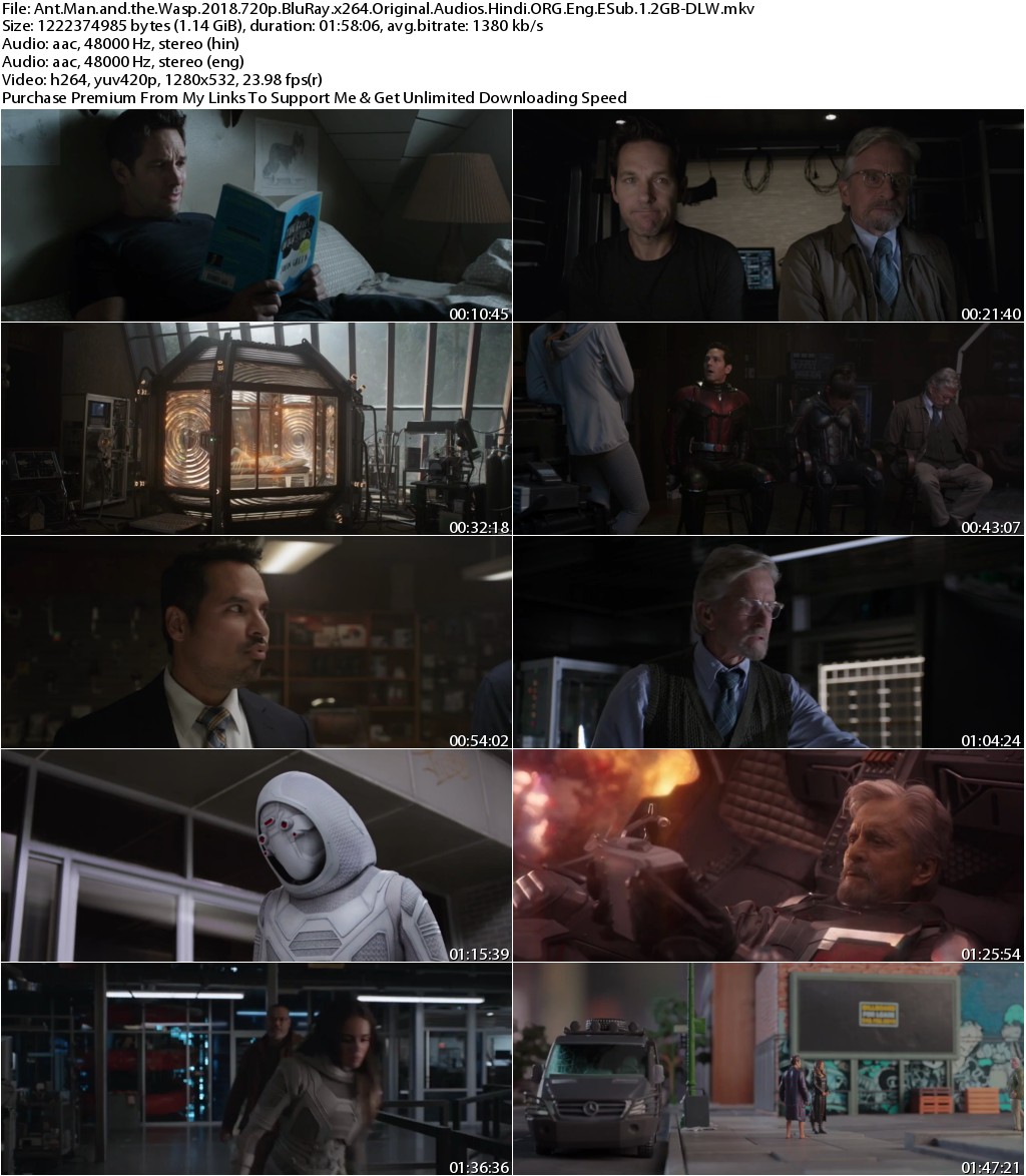 Ant-Man and the Wasp (2018) 720p BluRay x264 Original Audios Hindi ORG Eng ESub 1.2GB-DLW