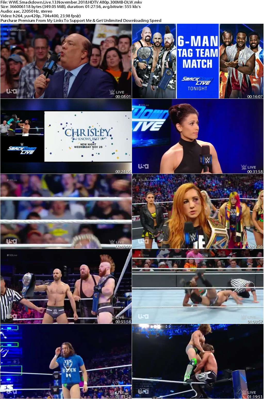 WWE Smackdown Live 13 November 2018 HDTV 480p 300MB-DLW