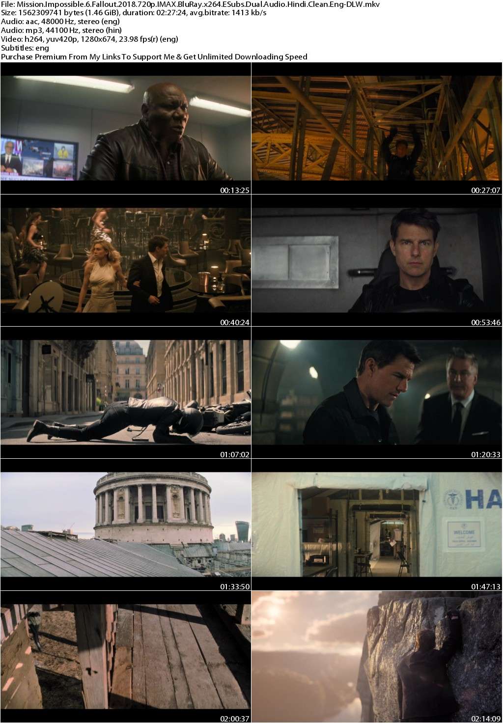 Mission Impossible Fallout (2018) 720p IMAX BluRay x264 ESubs Dual Audio Hindi Clean Eng-DLW