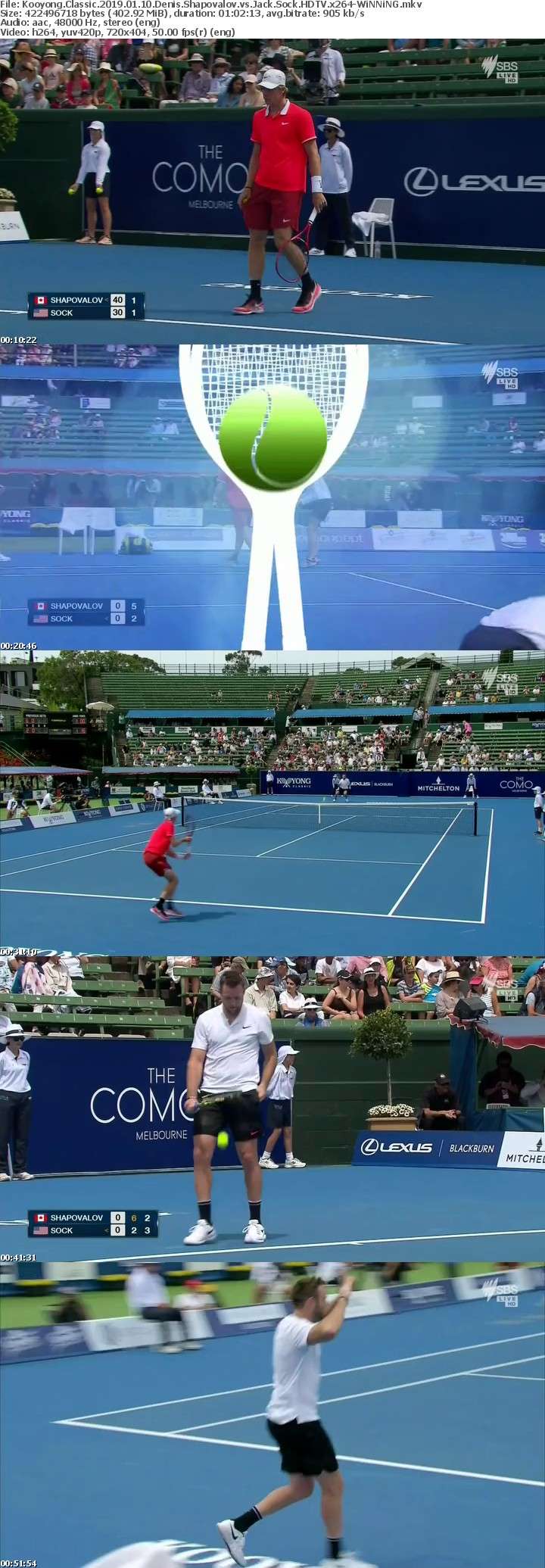 Kooyong Classic 2019 01 10 Denis Shapovalov vs Jack Sock HDTV x264-WiNNiNG Kooyong Classic 2019 01 10 Denis Shapovalov vs Jack Sock HDTV x264-WiNNiNG