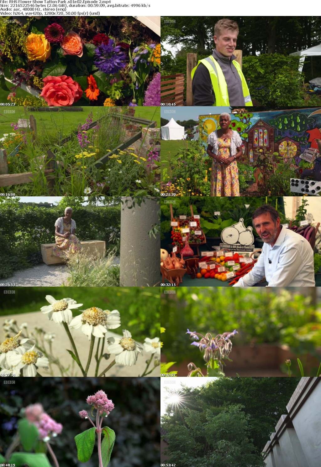 RHS Flower Show Tatton Park (1280x720p HD, 50fps, soft Eng subs)