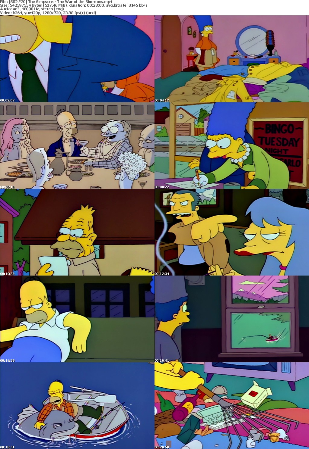 The Simpsons S2 E20 The War of the Simpsons MP4 720p H264 WEBRip EzzRips