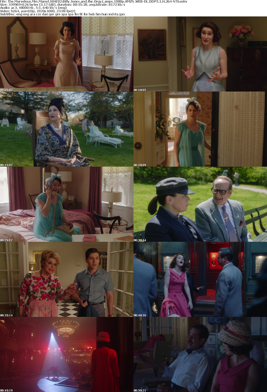 The Marvelous Mrs Maisel S04E02 Billy Jones and the Orgy Lamps 1080p AMZN WEBRip DDP5 1 x264-NTb