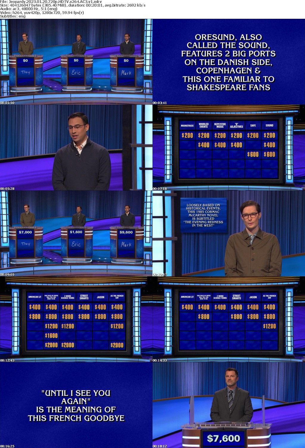 Jeopardy 2023 01 20 720p HDTV x264 AC3 atgoat