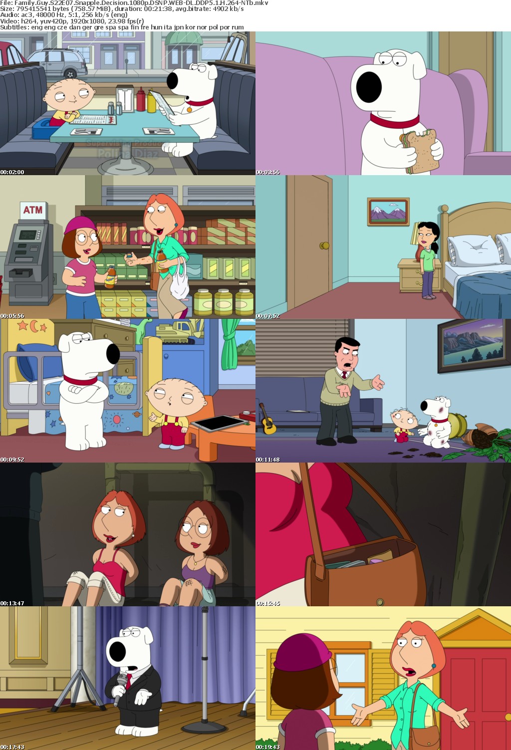 Family Guy S22E07 Snapple Decision 1080p DSNP WEB-DL DDP5 1 H 264-NTb