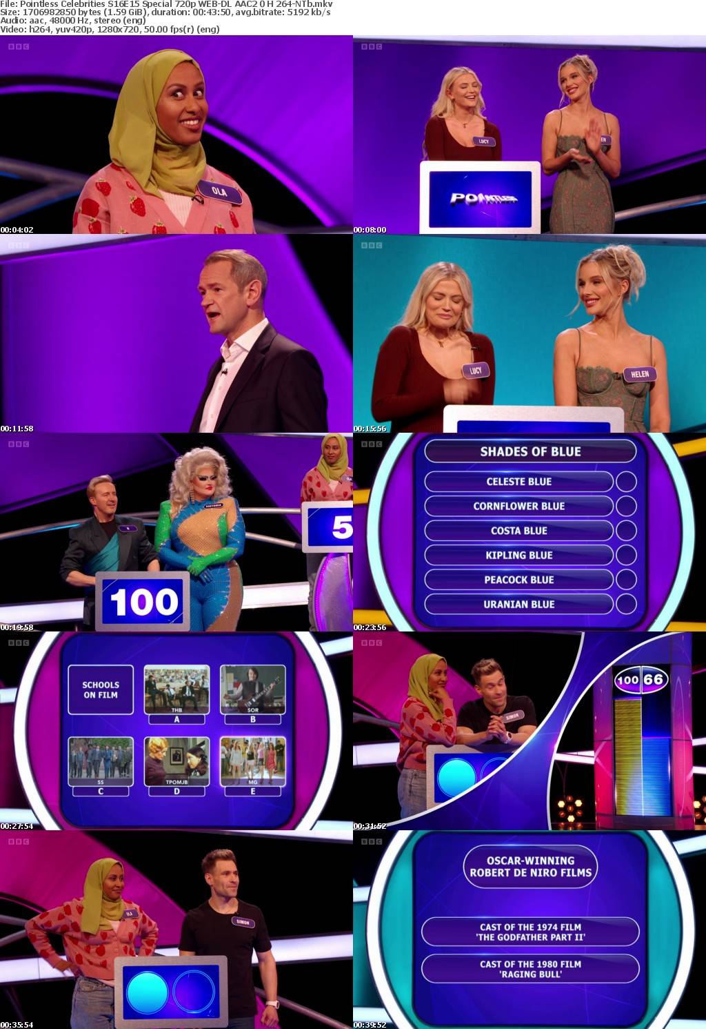 Pointless Celebrities S16E15 Special 720p WEB-DL AAC2 0 H 264-NTb
